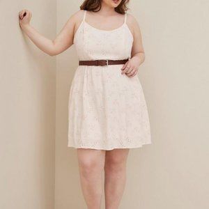 Torrid Trapeze Cami Dress Size 1 - Eyelet Crepe Light Pink